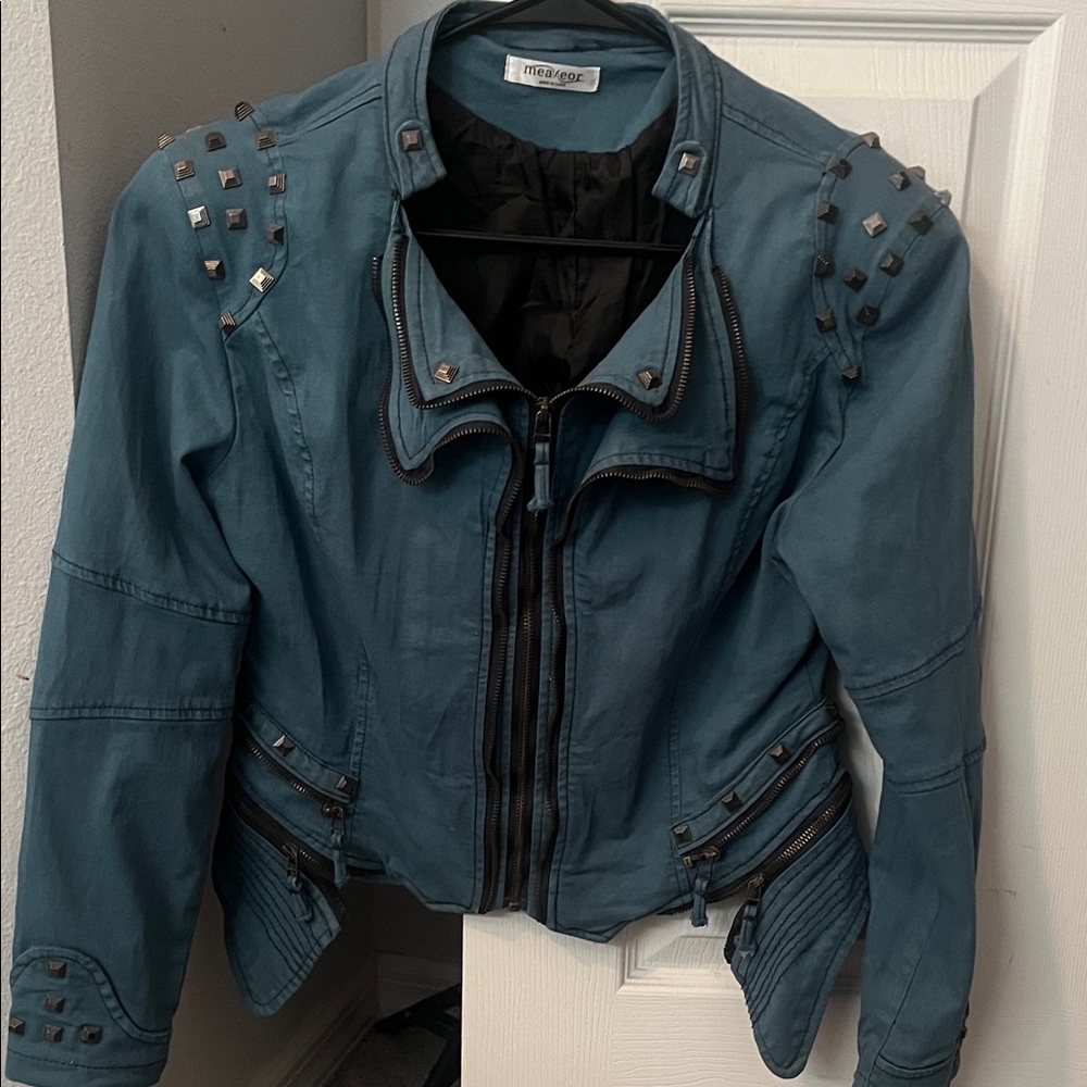 Teal Studded Jean Jacket